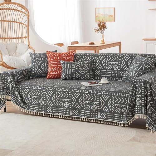 Sofabezüge, Für Sektionssofa-Set Couchbezug Für Wurfcouchbezug Mit Quaste Loveseat-bezüge Futonbezug L-förmiger Bezug Waschbar, Black, 180X150CM(70X59IN) von Generic