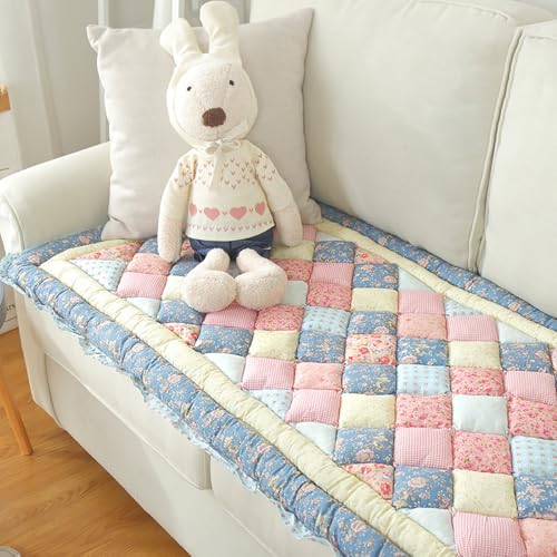 Sofabezüge Blumen-Patchwork rutschfest, Haustier Couchschutz Baumwolle Haustier Matte Bett Couch Bezug Garten Chic Schutz Couch Sofabezug Rutschfester Hunde Couch Bezug(Pink-A,70 * 150cm) von Generic