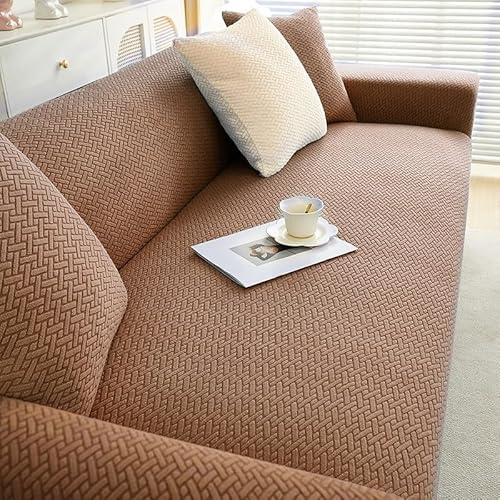 Sofabezug Ecksofa, Stretch Sofaüberwurf Sofahusse Verdickter weicher Frotteestoff Weich Sofa Abdeckung(Brown,1seat) von Generic