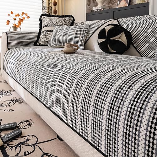 Sofadecken für Sitzfläche, Ecksofa rutschfeste choner, Universelle Sofa Überwurf Couch L Form 1/2/3/4 Sitzer für Hund Katze Anti-Grabben(Black,90x340cm) von Generic