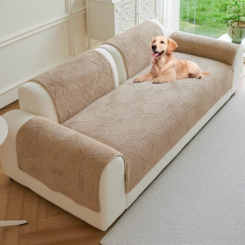 Sofaschoner rutschfest, Universelle für Sofabezug L Form/U Form/Ecksofa 3/2/1 Sitzer Schmutzabweisend Sofaschutz Hund Kratzschutz Katze(Khaki,90x210cm) von Generic
