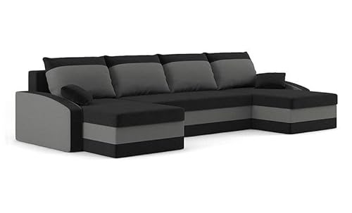 Sofini Ecksofa Sparta mit Schlaffunktion! Best Ecksofa! Eckcouch mit Bettkästen! Wohnzimmer möbel, polstermöbel. Schlafcouch mit Kissen, bequem mit stauraum. (Haiti 17+ Haiti 14) von Generic