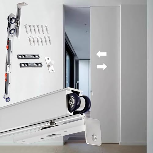 Soft-Close-Set Für Schiebetürschienen, Schiebetürschiene Für Schränke Mit Rolle Und Schrauben, Beschläge Für Einzelne Scheunentore Im Schlafzimmer, Schiebetürschiene Für Terrassen/Sier-White/5.5M/18.0 von Generic