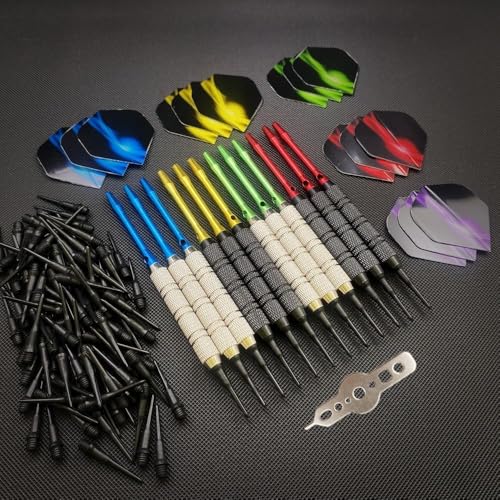 Soft Tip Darts Set Aluminiumschäfte 12 Darts 1 Werkzeug 12 Unterlegscheiben 3 Extra Ersatzflügel 100 Soft Tips 1 Aufbewahrungsbox Aus Kunststoff Für Elektronische Dartscheibe, 1 Set Soft Tip Darts Set Aluminiumschäfte 12 Darts 1 Werkzeug 12 Unterlegscheiben 3 Extra Ersatzflügel 100 Soft Tips 1 Aufbewahrungsbox Aus Kunststoff Für Elektronische Dartscheibe, 1 Set von Generic
