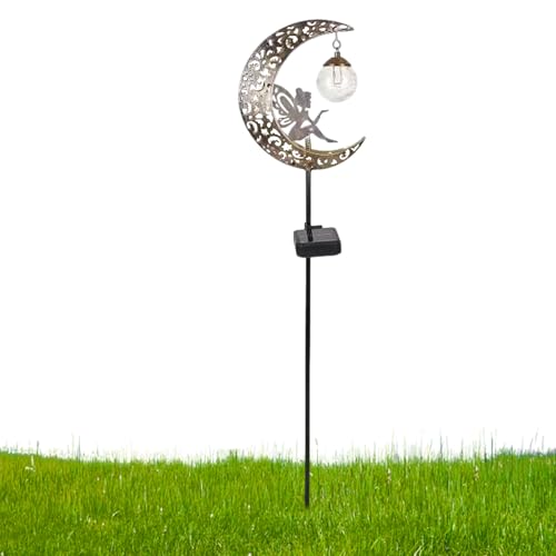 Solar Angel im Freien wasserdicht - Fairy Angel Moon Globen Garten Solar Stake Lights Outdoor | Solarleuchten im Freien Gartendekorationen für Pfade, Hof, Rasen, Terrasse Außendekoration von Generic