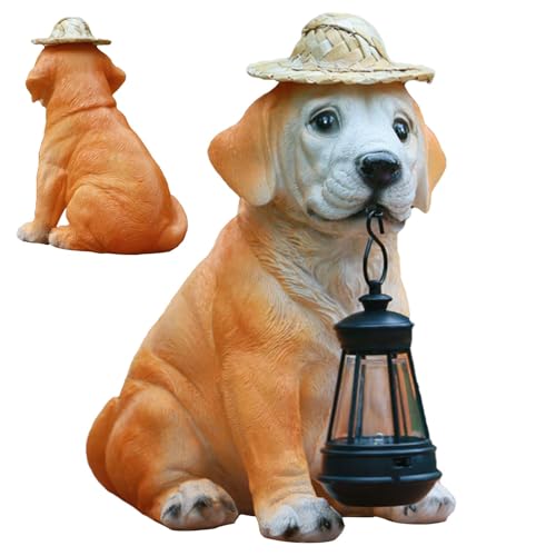 Solar-Gartenstatue für Hunde, Solarleuchten für Hunde im Freien - Solarbetriebene Welpenfigur, Gartenfigur mit Statue im Freien mit Solarleuchten zur Dekoration von Generic