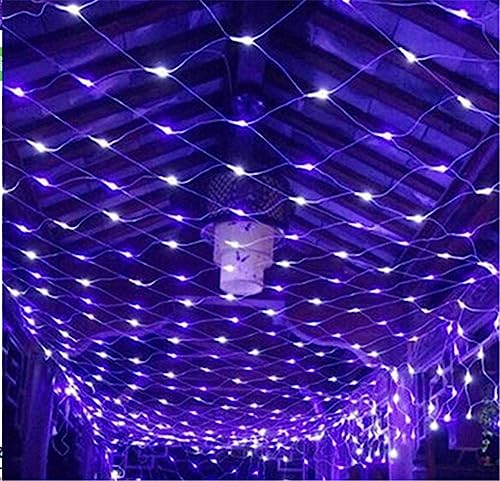 Solar Net String Lights 200led Hinterhof Terrasse Netz Licht Balkon Zaun Mesh Fairy Light String Outdoor Wasserdicht 3mx2m 8 Modi Draußen Garten Licht Wand Dach Vorhang Dekor, Purple von Generic