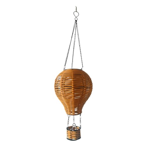 Solar Rattan Lantern, Weiden Solarlaterne, Anhängerlampe mit Heißluftballon Design hell wasserdicht für Garten Haus Strandzimmer lebende Schlafzimmer Pavillon Deck von Generic