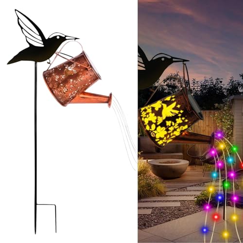 Solargießkanne Mit Licht,Kolibri Gießkanne Solarlaterne | Wassergeschützte Solarlampen Für Terrasse Garten Rasen Landschaftsgestaltung von Generic