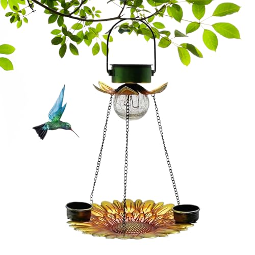 Solarnetzteil Colibris - Solar Vogelfutterhaus mit Solarlicht | 2 in 1 Vogelwasser Nahrung mit Solarenergie | Schießgarten Dekoration für Futterstation für von Generic