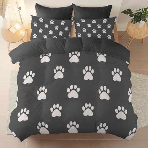 Sommer Bettbezug Grau Gebürstete Mikrofaser Leicht Weich Atmungsaktiv, Dekorativ 135 x 200 cm Bettwäsche Einfach Süß Hundepfote Weich Schön Mit Reißverschluss Eckbändern Teenager Sommer Bettbezug Grau Gebürstete Mikrofaser Leicht Weich Atmungsaktiv, Dekorativ 135 x 200 cm Bettwäsche Einfach Süß Hundepfote Weich Schön Mit Reißverschluss Eckbändern Teenager von Generic