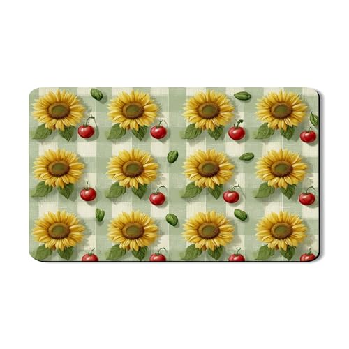 Sonnenblumen-Abtropfmatte für Küchentheke, rustikal, Vintage, saugfähig, Gummi, Sommer-Blumenmuster, PU-Leder, Abtropfmatte für Küche, Theke, Kaffee, Bar, Schutz, 30,5 x 50,8 cm von Generic