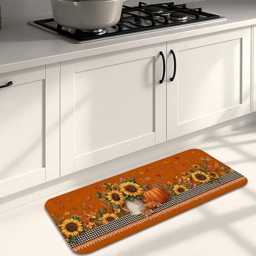 Sonnenblumen-Küchenmatten für Boden, Herbst-Kürbis-Blumenmuster, weiche Matten, gepolstert, bequem, waschbar, rutschfeste Teppiche für Küchenspüle, Waschküche, 40,6 x 129,9 cm Sonnenblumen-Küchenmatten für Boden, Herbst-Kürbis-Blumenmuster, weiche Matten, gepolstert, bequem, waschbar, rutschfeste Teppiche für Küchenspüle, Waschküche, 40,6 x 129,9 cm von Generic