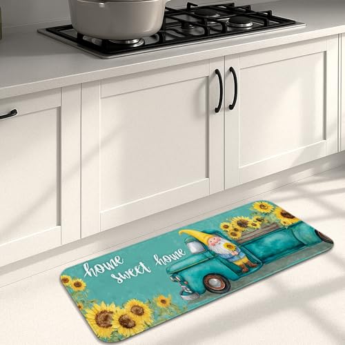 Sonnenblumen-Küchenmatten für Boden, rustikale Bauernhaus-Matten, gepolstert, bequem, waschbar, rutschfest, Dekor-Teppiche für Küchenspüle, Waschküche, Badezimmer, 40,6 x 129,9 cm von Generic
