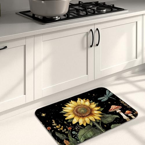 Sonnenblumen-Küchenmatten für den Boden, Vintage-Blumenmuster, weich, gepolstert, bequem, waschbar, rutschfeste Teppiche für Küche, Waschbecken, Waschküche, Badezimmer, 50,8 x 78,9 cm Sonnenblumen-Küchenmatten für den Boden, Vintage-Blumenmuster, weich, gepolstert, bequem, waschbar, rutschfeste Teppiche für Küche, Waschbecken, Waschküche, Badezimmer, 50,8 x 78,9 cm von Generic