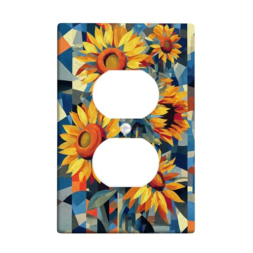 Sonnenblumen-Lichtschalter-Abdeckplatte/Steckdosenabdeckungen, hellgelbes Blumendesign für Heimdekoration, thermoplastische Dekorationswandplatten, Standardgröße, Einzel-Duplex-Steckdose Sonnenblumen-Lichtschalter-Abdeckplatte/Steckdosenabdeckungen, hellgelbes Blumendesign für Heimdekoration, thermoplastische Dekorationswandplatten, Standardgröße, Einzel-Duplex-Steckdose von Generic