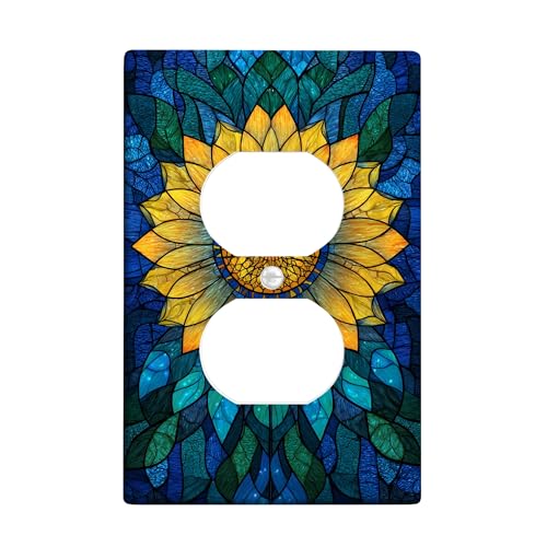 Sonnenblumen-Lichtschalter-Abdeckplatten/Steckdosenabdeckungen, blaues und gelbes Blumendesign für Heimdekoration, Thermoplastische Wandplatten, Standardgröße, Einzel-Duplex-Steckdose Sonnenblumen-Lichtschalter-Abdeckplatten/Steckdosenabdeckungen, blaues und gelbes Blumendesign für Heimdekoration, Thermoplastische Wandplatten, Standardgröße, Einzel-Duplex-Steckdose von Generic
