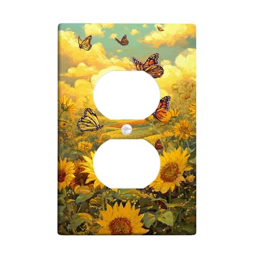 Sonnenblumen-Lichtschalter-Abdeckplatten/Steckdosenabdeckungen, gelbes Blumen-Design für Frühlingsdekoration, Thermoplastische Wandplatten, Standardgröße, Einzel-Duplex-Steckdose Sonnenblumen-Lichtschalter-Abdeckplatten/Steckdosenabdeckungen, gelbes Blumen-Design für Frühlingsdekoration, Thermoplastische Wandplatten, Standardgröße, Einzel-Duplex-Steckdose von Generic