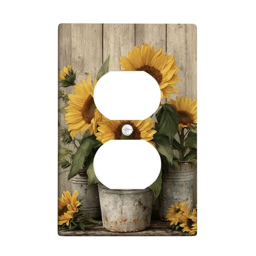 Sonnenblumen-Lichtschalter-Abdeckplatten/Steckdosenabdeckungen, gelbes Blumendesign für Zuhause, Schlafzimmer, Thermoplastische Wandplatten, Standardgröße, Einzel-Duplex-Steckdose Sonnenblumen-Lichtschalter-Abdeckplatten/Steckdosenabdeckungen, gelbes Blumendesign für Zuhause, Schlafzimmer, Thermoplastische Wandplatten, Standardgröße, Einzel-Duplex-Steckdose von Generic