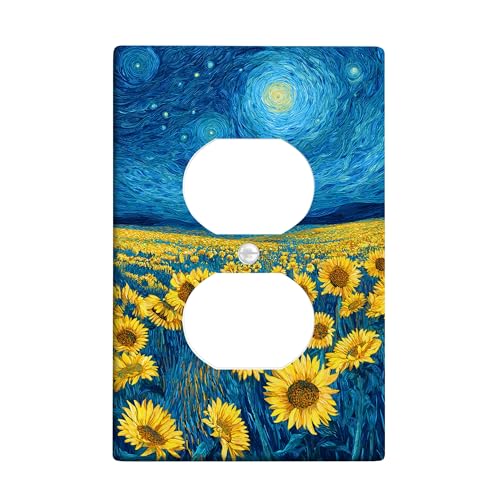 Sonnenblumen-Lichtschalter-Abdeckplatten/Steckdosenabdeckungen, hellgelbes Blumen-Design für Heimdekoration, Dekoration, thermoplastische Wandplatten, Standardgröße, Einzel-Duplex-Steckdose Sonnenblumen-Lichtschalter-Abdeckplatten/Steckdosenabdeckungen, hellgelbes Blumen-Design für Heimdekoration, Dekoration, thermoplastische Wandplatten, Standardgröße, Einzel-Duplex-Steckdose von Generic