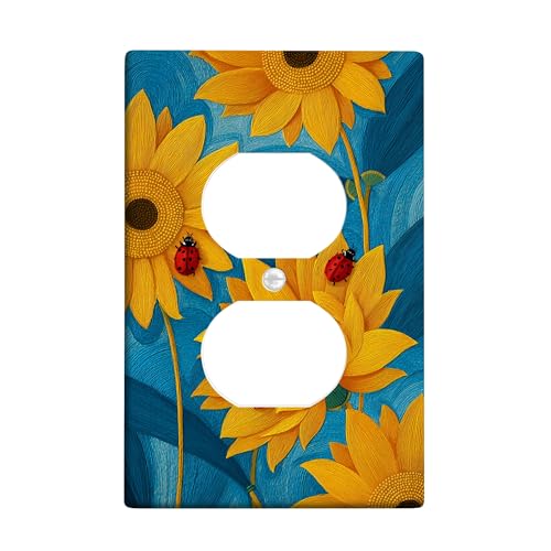 Sonnenblumen-Lichtschalter-Abdeckplatten/Steckdosenabdeckungen, leuchtend gelbe Blüten für Sommerdekoration, Thermoplastische Wandplatten, Standardgröße, Einzel-Duplex-Steckdose Sonnenblumen-Lichtschalter-Abdeckplatten/Steckdosenabdeckungen, leuchtend gelbe Blüten für Sommerdekoration, Thermoplastische Wandplatten, Standardgröße, Einzel-Duplex-Steckdose von Generic