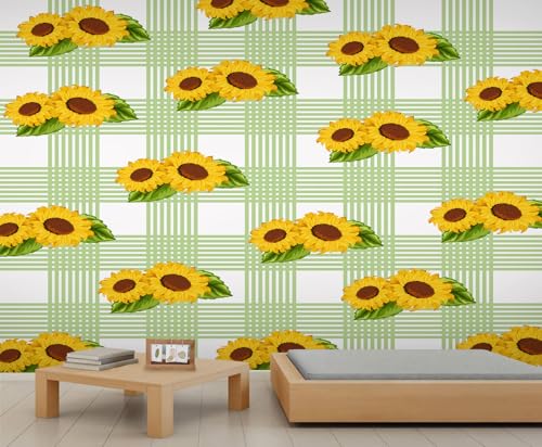 Sonnenblumen Tapete Blätter Wandbilder für Schlafzimmer Grün Kariert Wohnzimmer Tapete Natur Akzent Tapete für Kinderzimmer Wohnzimmer 200 X 140 cm Sonnenblumen Tapete Blätter Wandbilder für Schlafzimmer Grün Kariert Wohnzimmer Tapete Natur Akzent Tapete für Kinderzimmer Wohnzimmer 200 X 140 cm von Generic