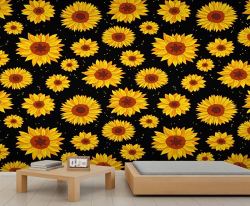 Sonnenblumen Tapete Schwarze Tapete für Wohnzimmer Natur Wandbilder für Schlafzimmer Blumen Tapete Dekor Wandbild Kinderzimmer Poster 300 X 210 cm Sonnenblumen Tapete Schwarze Tapete für Wohnzimmer Natur Wandbilder für Schlafzimmer Blumen Tapete Dekor Wandbild Kinderzimmer Poster 300 X 210 cm von Generic