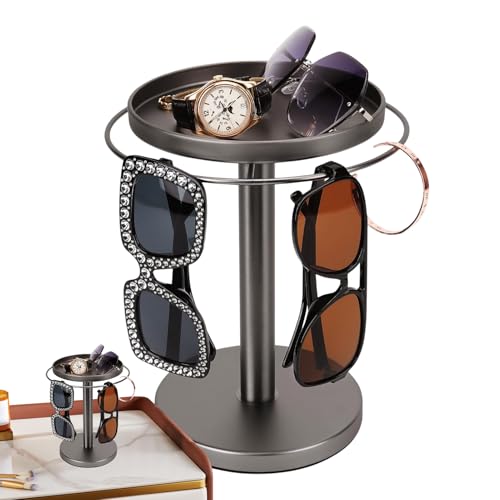 Sonnenbrille Veranstalter - 360 ° Display, rotierende Brillenständer | Multi-Level-Schmuck-Speichersystem mit abnehmbarem Tablett, dekorativer Uhrenarmband Ringhalter für und Büro von Generic