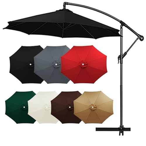 Sonnenschirm Bezug 2.0m, 2.7m, 3.0m 6/8 Streben, Garten Sonnenschirm Ersatzbezug, Ersatzteile für Balkon, Garten, Pool Und Strand, Nur Baldachin, Gray(Black,3.0m/8-Ribs) von Generic