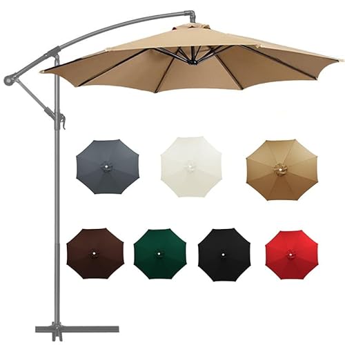 Sonnenschirm Ersatzbezug, Garten Sonnenschirm Bezug 2.7m, 3.0m, 3.5m 6/8 Streben, Ersatzteile für Balkon, Garten, Pool Und Strand, Nur Baldachin, Green(Khaki,2.8m/6-Ribs) von Generic