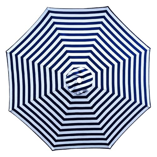 Sonnenschirm Ersatzbezug, Sonnenschirm Bezug 6/8 Baleines 2.5m, 2.7m, 3.0m, Gartenschirm Ersatz Überdachung, für Patioschirm Gartenschirm, Nur Baldachin, Beige(Blue bar,2.5m/6-Ribs) von Generic