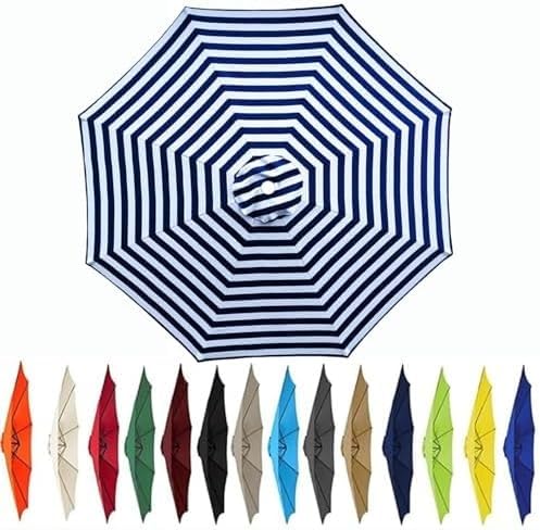 Sonnenschirm-Ersatzbezug 2.0-3.5m - UV-Schutz 50+ Wasserdicht - Für 6/8 Streben - Terrassen-/Balkon-/Poolbereich - Ohne Ständer(Color3,8.2ft(2.5m)/6ribs) von Generic
