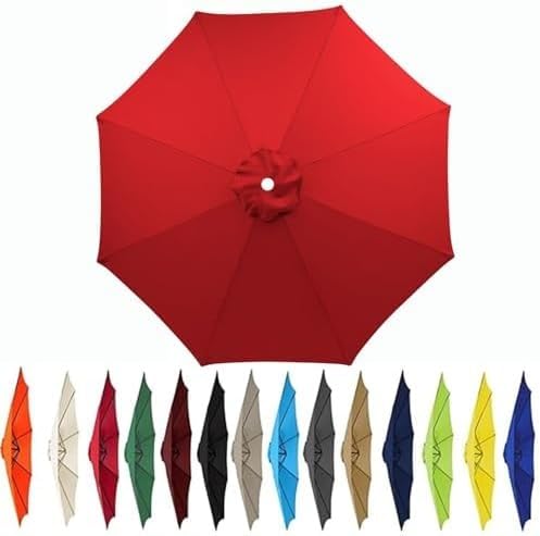 Sonnenschirm-Ersatzbezug 2.0-3.5m - UV-Schutz 50+ Wasserdicht - Für 6/8 Streben - Terrassen-/Balkon-/Poolbereich - Ohne Ständer(Color4,7.5ft(2.3m)/8ribs) von Generic