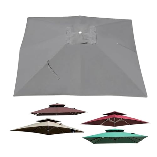 Sonnenschirm Ersatzbezug 3.0m 2.5m Quadratisch Terrassenschirm Ersatzabdeckung Ampelschirm Abdeckung UV Sonnenschirm Ersatz Stoff for Garten Pool Markt(Grey,300x300cm(10x10ft)) von Generic