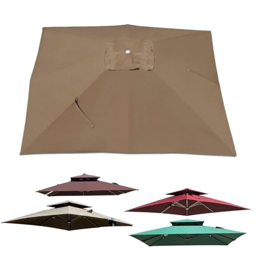 Sonnenschirm Ersatzbezug 3.0m 2.5m Quadratisch Terrassenschirm Ersatzabdeckung Ampelschirm Abdeckung UV Sonnenschirm Ersatz Stoff for Garten Pool Markt(Khaki,300x300cm(10x10ft)) von Generic