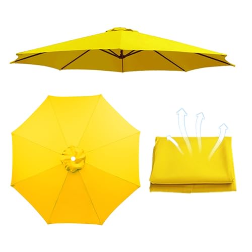 Sonnenschirm Ersatzbezug 6/8 Streben Terrassenschirm Bespannung Stoffbezug UV-Schutz Gartenschirm Ersatz-Überdachung Für Hof, Garten, Strand, Markttisch, Pool(Gelb,8 Ribs-230cm) von Generic