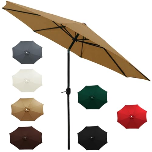 Sonnenschirm Ersatzbezug 6 Streben/8 Streben 2.0/2.3/2.5/2.7/3.0m, Ersatz Regenschirm Abdeckung, Ersatz Baldachin Sonnenschirm, für Patioschirm Gartenschirm, Nur Baldachin, Grau(Khaki,3.0m/8-Ribs) von Generic
