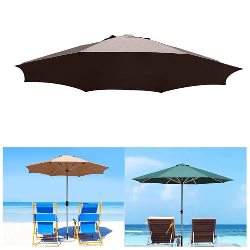 Sonnenschirm Ersatzbezug 6 Streben Ersatz-Sonnenschirm Überdachung Ersatzabdeckung mit 6 Rippen Outdoor-Regenschirm Sonnenschutz 2m Markttisch-Regenschirm UV-Schutz Ersatzstoff (Khaki) von Generic