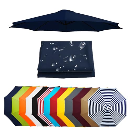 Sonnenschirm Ersatzbezug 8/6 Streben Terrassenschirm Bespannung Stoffbezug Wasserdicht Anti-Ultraviolett-Überdachungsabdeckung Für Gartenschirm Terrassenschirm(Navy blue,6 Ribs-200cm) von Generic