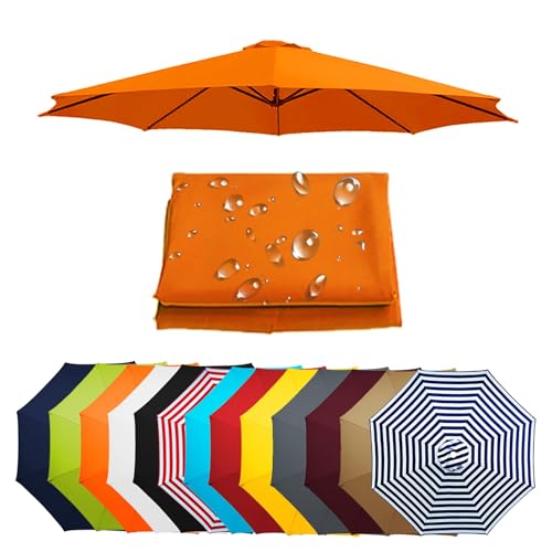 Sonnenschirm Ersatzbezug 8/6 Streben Terrassenschirm Bespannung Stoffbezug Wasserdicht Anti-Ultraviolett-Überdachungsabdeckung Für Gartenschirm Terrassenschirm(Orange,8 Ribs-270cm) von Generic