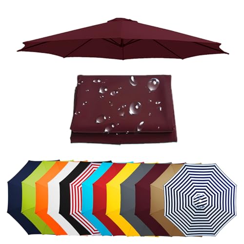 Sonnenschirm Ersatzbezug 8/6 Streben Terrassenschirm Bespannung Stoffbezug Wasserdicht Anti-Ultraviolett-Überdachungsabdeckung Für Gartenschirm Terrassenschirm(Wine red,6 Ribs-200cm) von Generic