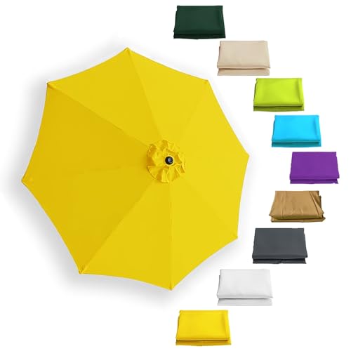 Sonnenschirm Ersatzbezug 8 Streben/6 Streben Baldachin Sonnenschutz Abdeckung Ersatz Uv Schutz Terrassenschirm Bespannung Stoffbezug Für Terrasse Garten(Gelb,6 Ribs-300cm) von Generic