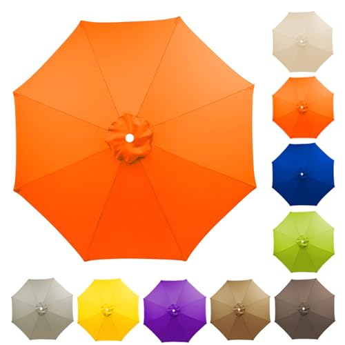 Sonnenschirm Ersatzbezug Marktschirm für Garten 2.0m 2.30m 2.5m 2.7m 3.0m 3.5m, Balkonsonnenschirm mit Hülle für Terrasse, Balkon, Markt(Orange,3.00m/8 Arms) von Generic