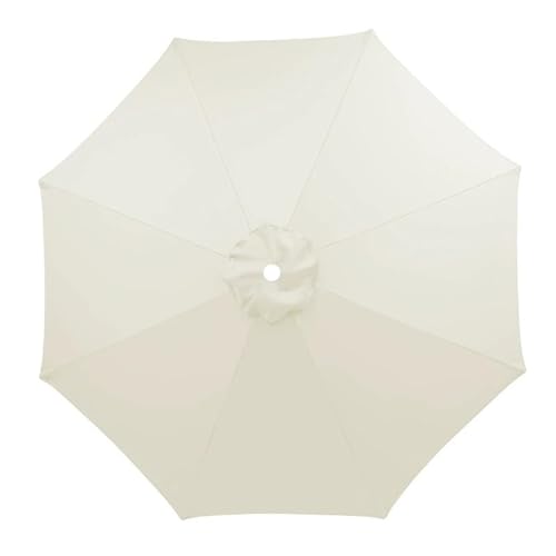 Sonnenschirm Stoff Ersatz, Garten Sonnenschirm Ersatzbezug 6/8 Streben 2.0m, 2.7m, 3.0m, Terrassenschirm Ersatz Baldachin, Ersatzteile für Balkon, Garten, Pool Und Strand, Khaki(White,2.0m/6-Ribs) von Generic