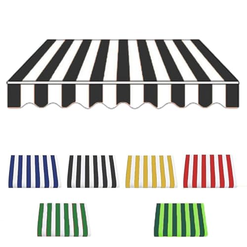 Sonnenschutz Markiesenstoff Markisenbespannung wasserabweisend Markisen Ersatzstoff in Polyester Markisentuch mit PU-Beschichtung(Black White,13x8ft/4x2.5m) von Generic