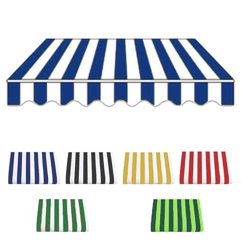 Sonnenschutz Markiesenstoff Markisenbespannung wasserabweisend Markisen Ersatzstoff in Polyester Markisentuch mit PU-Beschichtung(Blue White,8x9ft/2.5x2.7m) von Generic
