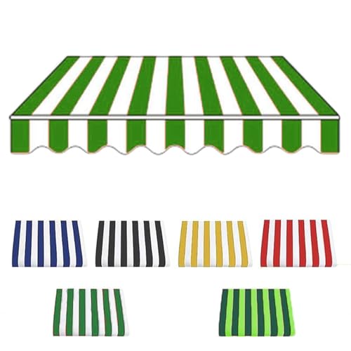 Sonnenschutz Markiesenstoff Markisenbespannung wasserabweisend Markisen Ersatzstoff in Polyester Markisentuch mit PU-Beschichtung(Green White,19x10ft/5.8x3.0m) von Generic
