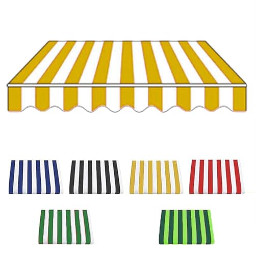 Sonnenschutz Markiesenstoff Markisenbespannung wasserabweisend Markisen Ersatzstoff in Polyester Markisentuch mit PU-Beschichtung(Orange White,19.6x6.5ft/6x2m) von Generic
