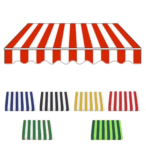 Sonnenschutz Markiesenstoff Markisenbespannung wasserabweisend Markisen Ersatzstoff in Polyester Markisentuch mit PU-Beschichtung(Red White,22.9x6.5ft/7x2m) von Generic