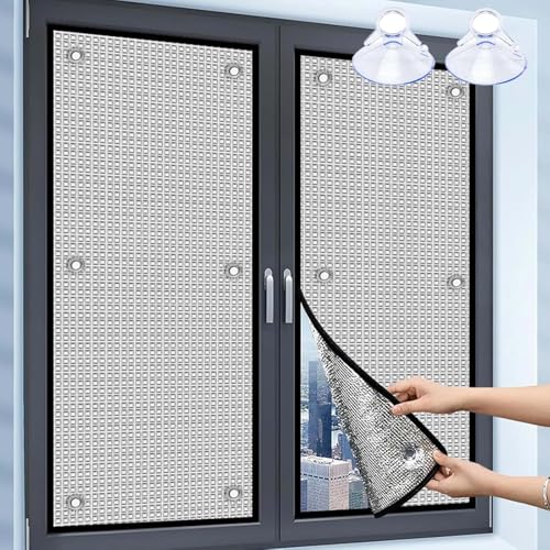 Sonnenschutzfolie 99％ Sichtschutz 8mm Doppelte Aluminiumblasen-isolier Fensterfolien Wärmeisolierung Fensterfolie für Glasfenster, 30cm-200cm Heimbüro Reflektierende Fensterfolie(70x190cm) von Generic